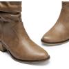 imageDREAM PAIRS Womens Modern Western Cowboy Boots Mid Calf Round toe Chunky Heel Cowgirl Country Ankle Boots with Pull On TabsMocha