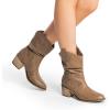 imageDREAM PAIRS Womens Modern Western Cowboy Boots Mid Calf Round toe Chunky Heel Cowgirl Country Ankle Boots with Pull On TabsMocha