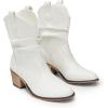 imageDREAM PAIRS Womens Modern Western Cowboy Boots Mid Calf Round toe Chunky Heel Cowgirl Country Ankle Boots with Pull On TabsWhite