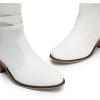 imageDREAM PAIRS Womens Modern Western Cowboy Boots Mid Calf Round toe Chunky Heel Cowgirl Country Ankle Boots with Pull On TabsWhite