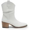 imageDREAM PAIRS Womens Modern Western Cowboy Boots Mid Calf Round toe Chunky Heel Cowgirl Country Ankle Boots with Pull On TabsWhite