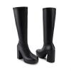 imageDREAM PAIRS Womens Platform Knee High Boots Chunky Block Heel Side Zipper Cute Gogo BootsBlackpu