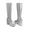 imageDREAM PAIRS Womens Platform Knee High Boots Chunky Block Heel Side Zipper Cute Gogo BootsSilverpu