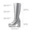 imageDREAM PAIRS Womens Platform Knee High Boots Chunky Block Heel Side Zipper Cute Gogo BootsSilverpu