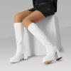 imageDREAM PAIRS Womens Platform Knee High Boots Chunky Block Heel Side Zipper Cute Gogo BootsWhitepat