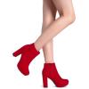 imageDREAM PAIRS Womens Stomp High Heel Ankle BootsRed