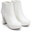 imageDREAM PAIRS Womens Stomp High Heel Ankle BootsWhitePu