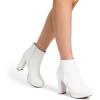 imageDREAM PAIRS Womens Stomp High Heel Ankle BootsWhitePu
