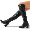 imageDREAM PAIRS Womens Thigh High Block Heel Over The Knee BootsBlackpu