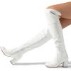 imageDREAM PAIRS Womens Thigh High Block Heel Over The Knee BootsWhitepu
