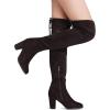 imageDREAM PAIRS Womens Thigh High Over The Knee Fashion Boots Block Mid Heel Long Sexy Faux Fur BootsBrown