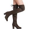 imageDREAM PAIRS Womens Thigh High Over The Knee Fashion Boots Block Mid Heel Long Sexy Faux Fur BootsKhaki