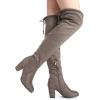 imageDREAM PAIRS Womens Thigh High Over The Knee Fashion Boots Block Mid Heel Long Sexy Faux Fur BootsKhaki
