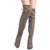 imageDREAM PAIRS Womens Thigh High Over The Knee Fashion Boots Block Mid Heel Long Sexy Faux Fur BootsKhaki