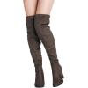 imageDREAM PAIRS Womens Thigh High Over The Knee Fashion Boots Block Mid Heel Long Sexy Faux Fur BootsShookhaki