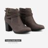 imageTOETOS Womens Chunky High Heel Ankle Boots Close Toe Fall Heeled Booties ShoesBrown