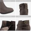 imageTOETOS Womens Chunky High Heel Ankle Boots Close Toe Fall Heeled Booties ShoesBrown