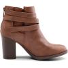 imageTOETOS Womens Chunky High Heel Ankle Boots Close Toe Fall Heeled Booties ShoesBrownpu