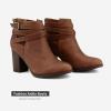 imageTOETOS Womens Chunky High Heel Ankle Boots Close Toe Fall Heeled Booties ShoesBrownpu