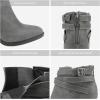 imageTOETOS Womens Chunky High Heel Ankle Boots Close Toe Fall Heeled Booties ShoesGrey