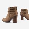 imageTOETOS Womens Chunky High Heel Ankle Boots Close Toe Fall Heeled Booties ShoesTan