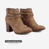 imageTOETOS Womens Chunky High Heel Ankle Boots Close Toe Fall Heeled Booties ShoesTan