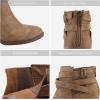imageTOETOS Womens Chunky High Heel Ankle Boots Close Toe Fall Heeled Booties ShoesTan