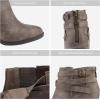 imageTOETOS Womens Chunky High Heel Ankle Boots Close Toe Fall Heeled Booties ShoesTaupe