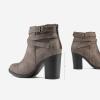 imageTOETOS Womens Chunky High Heel Ankle Boots Close Toe Fall Heeled Booties ShoesTaupe