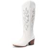 imageDREAM PAIRS Cowboy Boots for Women Cowgirl Knee High Boots Comfortable Pull On Zipper Chunky Heel Pointed Toe Embroidered Western BootsWhiterhinestone