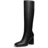 imageDREAM PAIRS Knee High Boots for Women Square Toe Gogo Chunky Heel with Side ZipBlackpu