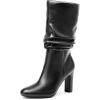 imageDREAM PAIRS Slouch Boots for Women Mid Calf Womens Fashion Almond Toe High Heel Fall Winter Dressy BootsBlackpu