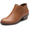 imageDREAM PAIRS Womens Ankle Boots Low Chunky Heel Comfortable Short Fall Booties ShoesBrownpu