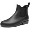 imageDREAM PAIRS Womens Ankle Rain Boots Chelsea Short Boots Waterproof Elastic Slip On Lightweight Comfortable Garden Outdoor ShoesBlackfurry