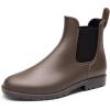 imageDREAM PAIRS Womens Ankle Rain Boots Chelsea Short Boots Waterproof Elastic Slip On Lightweight Comfortable Garden Outdoor ShoesDark Brown
