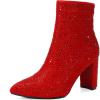 imageDREAM PAIRS Womens Chunky Heel Ankle Booties Pointed Toe Short BootsRedrhinestone