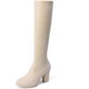 imageDREAM PAIRS Womens Chunky Heel Knee High BootsBeige