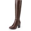 imageDREAM PAIRS Womens Chunky Heel Knee High BootsBrownpu