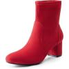 imageDREAM PAIRS Womens Fitted Stretch Ankle Boots Fashion Low Chunky Heel Almond Toe Fall Heeled Booties ShoesRedsuede