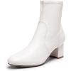 imageDREAM PAIRS Womens Fitted Stretch Ankle Boots Fashion Low Chunky Heel Almond Toe Fall Heeled Booties ShoesWhitepu