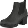 imageDREAM PAIRS Womens High Chunky Heel Chelsea Ankle Boots Slip On Elastic Fall Heeled Booties ShoesGrey