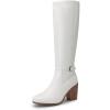 imageDREAM PAIRS Womens KneeHigh Boots Comfortable Chunky Block Heel Pointed Toe Side ZipperWhitepu