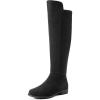imageDREAM PAIRS Womens KneeHigh Boots Comfortable Flat Low Heel Round Toe Stretchy Suede Slouch Boots with Side ZipperBlacksuede