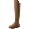 imageDREAM PAIRS Womens KneeHigh Boots Comfortable Flat Low Heel Round Toe Stretchy Suede Slouch Boots with Side ZipperBrownsuede