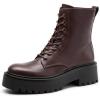 imageDREAM PAIRS Womens Lace up Combat Ankle Boots Fashion Lug Sole Platform Booties ShoesDark Brownpu