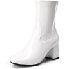 imageDREAM PAIRS Womens Mid Calf Gogo Boots Low Block Heel Square Toe Ankle Boot with Zipper for Party Cosplay DanceWhitepat