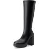 imageDREAM PAIRS Womens Platform Knee High Boots Chunky Block Heel Side Zipper Cute Gogo BootsBlackpu