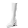 imageDREAM PAIRS Womens Platform Knee High Boots Chunky Block Heel Side Zipper Cute Gogo BootsWhitepat