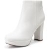 imageDREAM PAIRS Womens Stomp High Heel Ankle BootsWhitePu