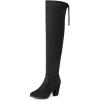 imageDREAM PAIRS Womens Thigh High Over The Knee Fashion Boots Block Mid Heel Long Sexy Faux Fur BootsBlack